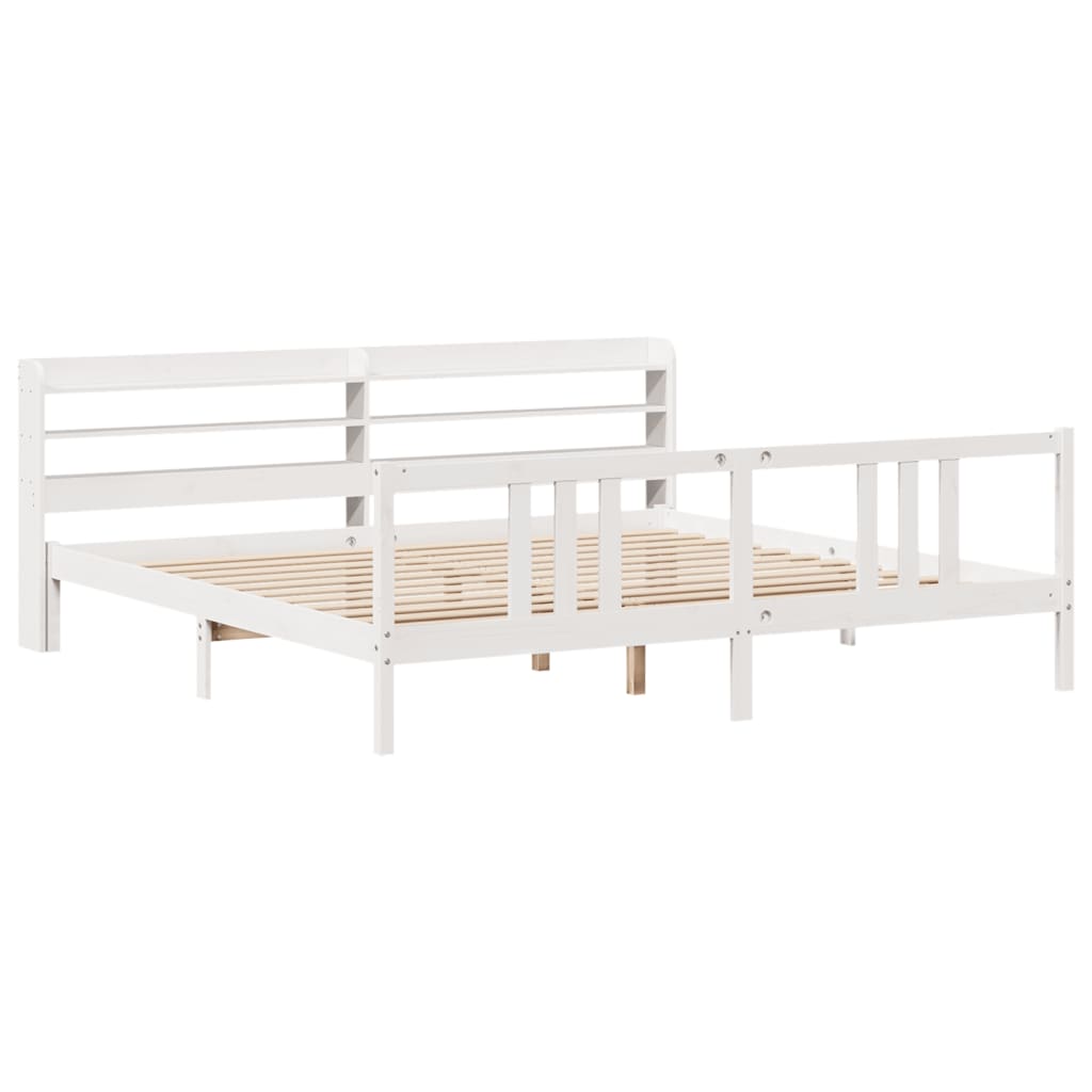 Bed Frame with Headboard without Mattress White 200x200 cm